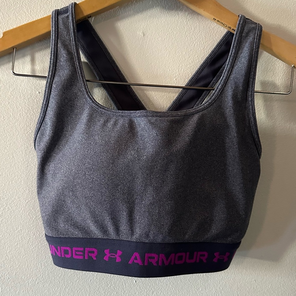 Under Armour Grey and Purple Crossback Sports Bra